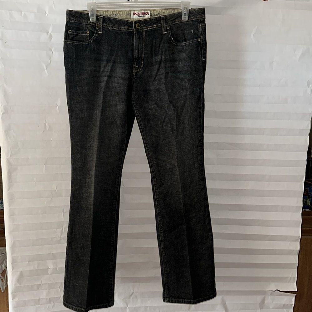 Bisou Bisou Women's Black Bootcut Jeans Size 16 Stretch Denim Mid Rise Pants